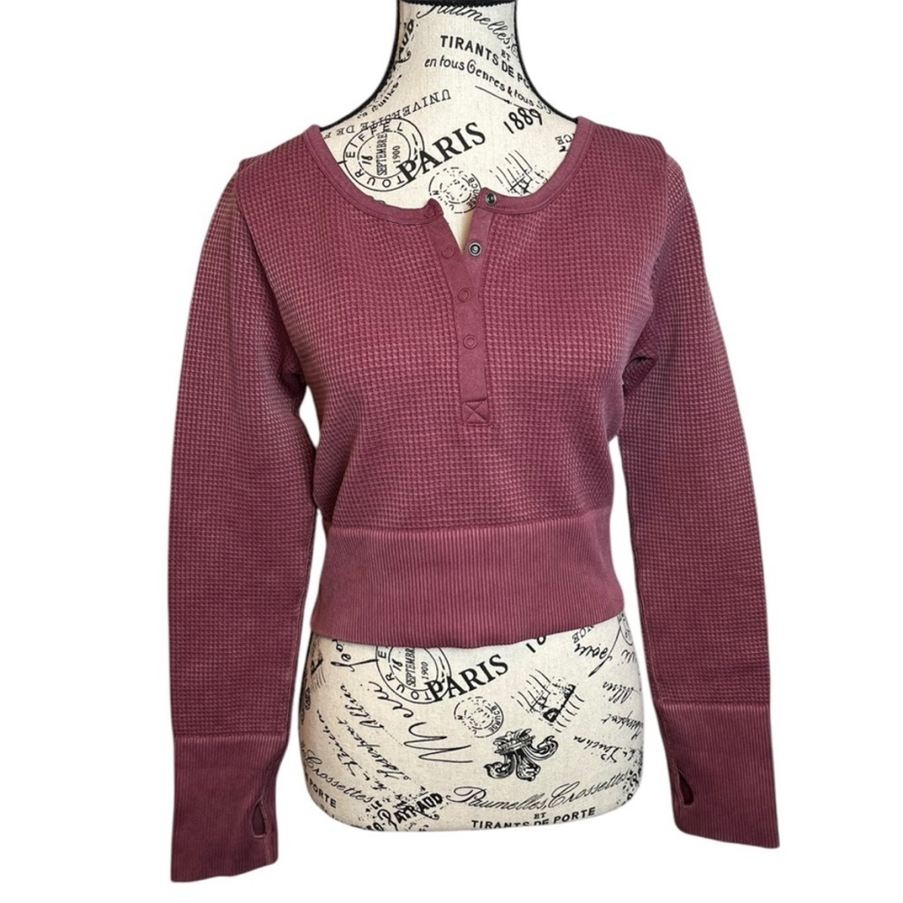 Aerie Mauve Waffle Knit Crop Top